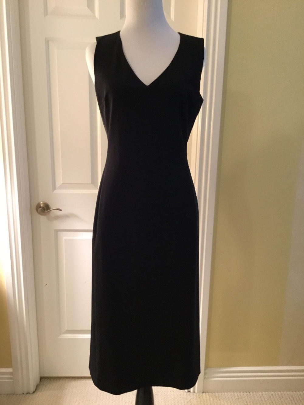 Prada Black V-Neck Asymmetrical Midi Dress Size 42 / US 6